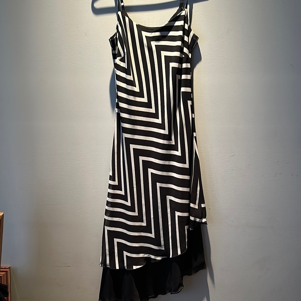 Black and White Asymmetrical Slip Dress